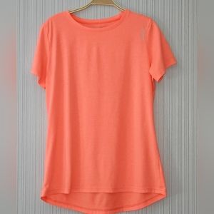 Reebok Bi-Level Short Sleeve Bright Coral Tee, Sz L